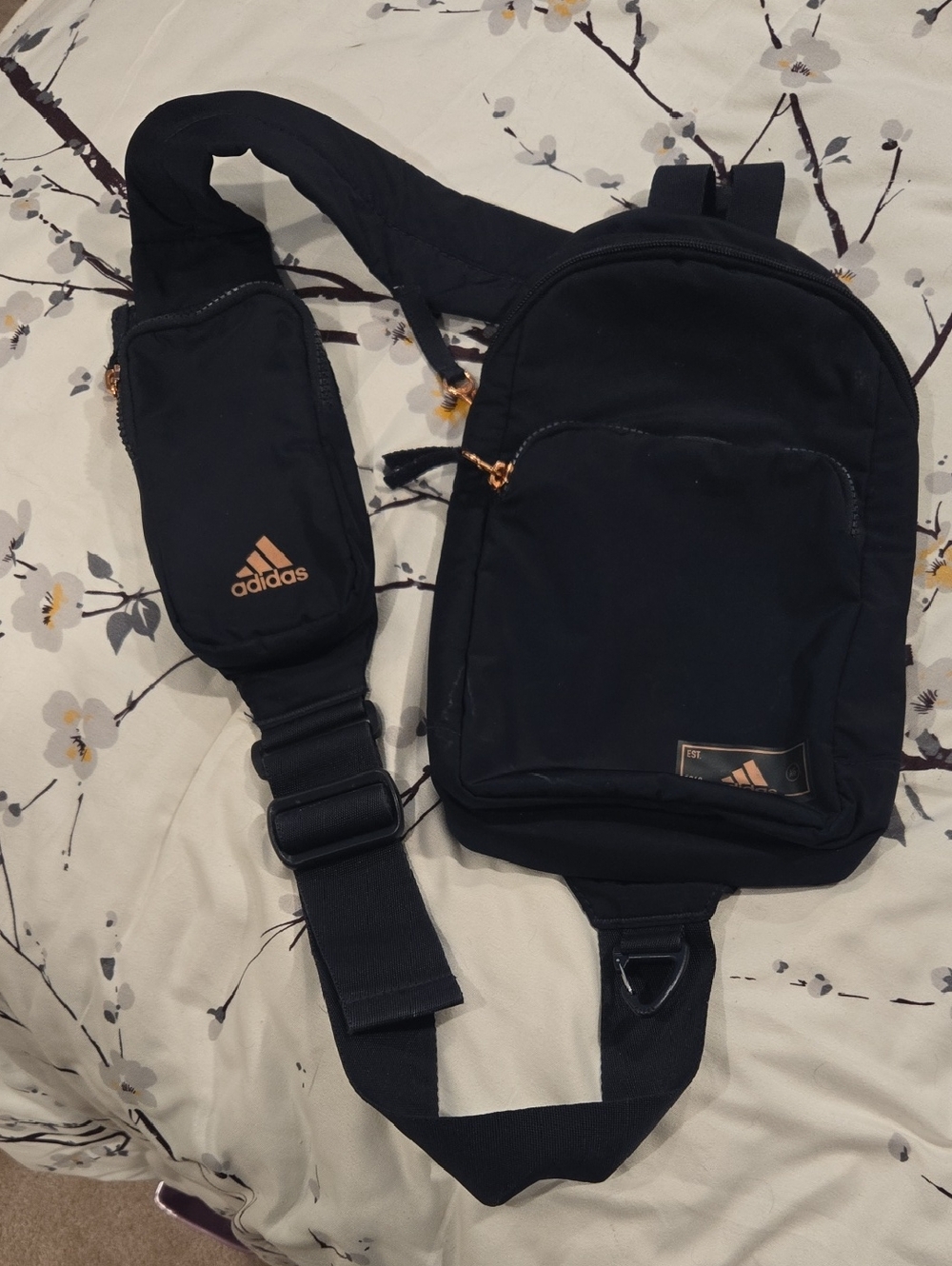 adidas Black Sling Bag with Rose Gold Accents